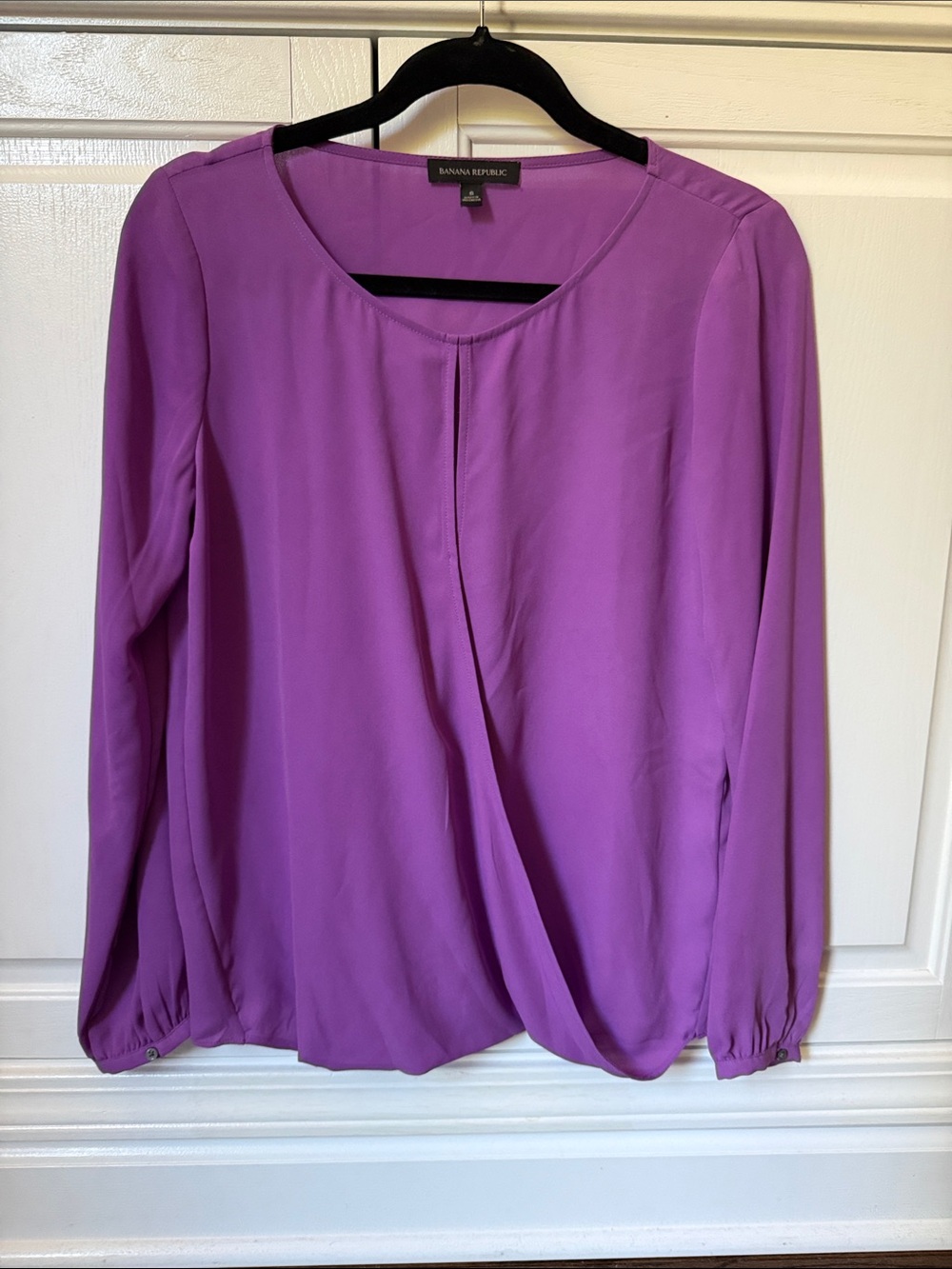 Banana Republic Violet Draped Long-Sleeve Blouse